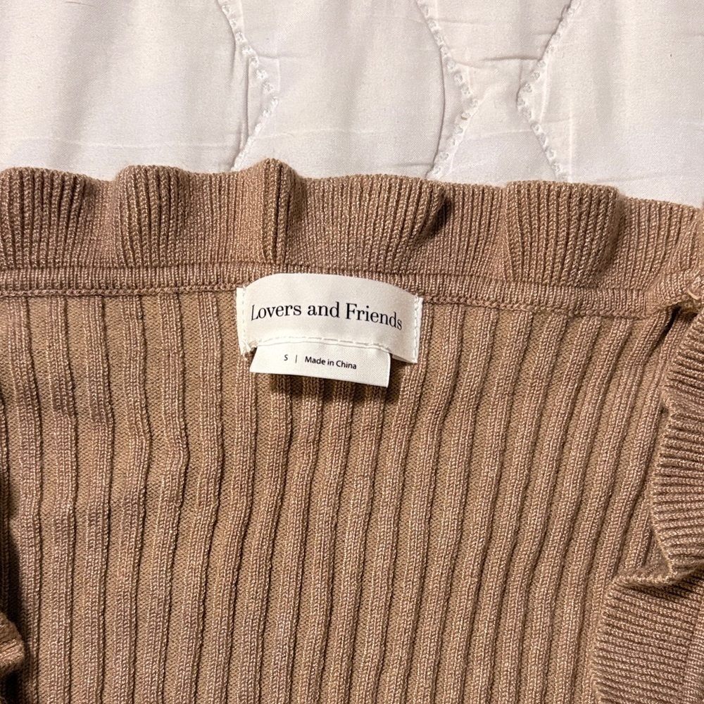 Lovers + Friends Ruffled Tan Cardigan - Picture 2 of 7